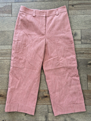 Akris Punto Womens Wide Leg Wool Blend Lined Crop Pants Terracotta Sz 10