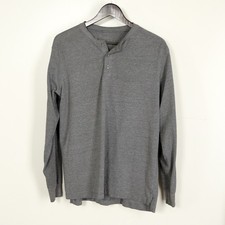 Men  s XL Gray Knit 3-Button Long Sleeve Casual Pullover Henley Shirt