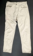 Vintage 1960s Levi's Big E White Tab Beige Cream Pants Work Gripper Zipper 30x29