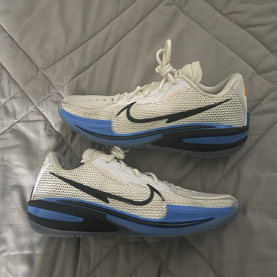 Nike Men's White Blue Black Low Top Lace-Up Athletic Sneakers Rubber Sole