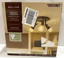 allen + roth 3-Light Flush Mount Fixture 10.5" Bronze GU10 Dimmable Open Box