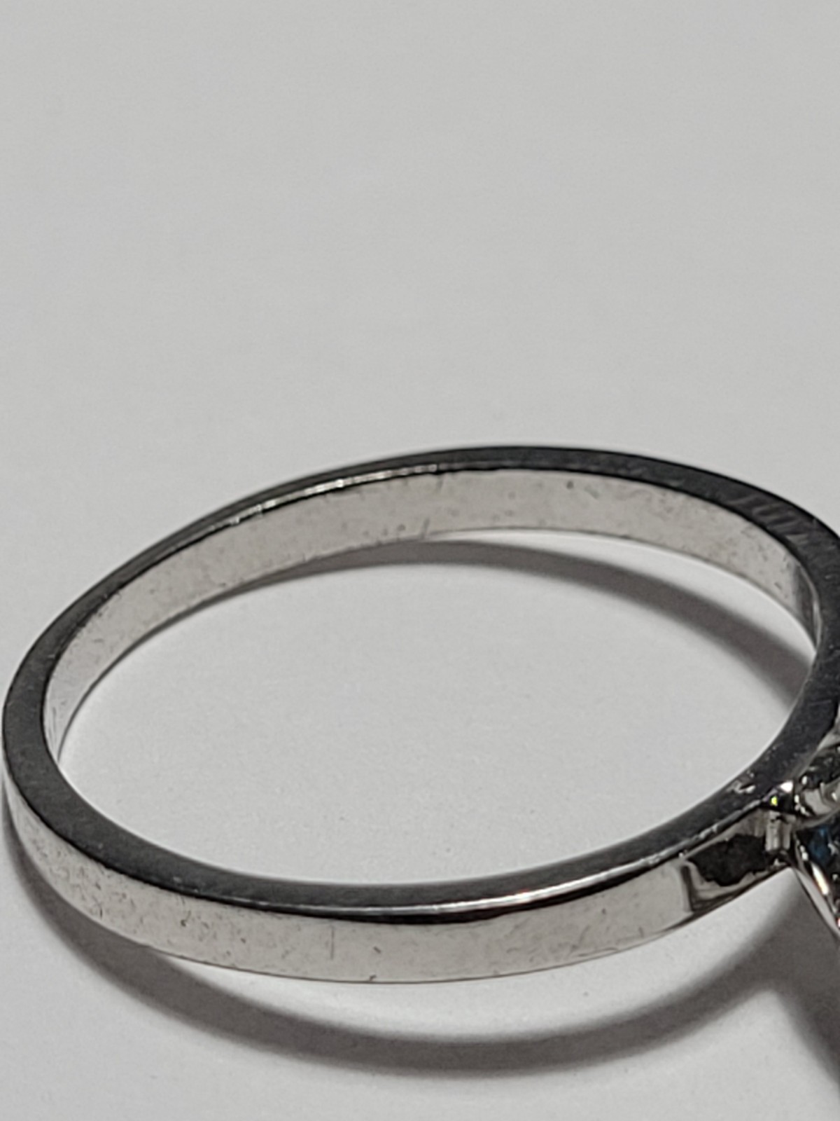 Silvertone Ring Blue Rhinestone Clear Accent Halo… - image 12