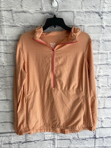 Pullover con capucha Huk para mujer pesca Gorpcore Tide Point talla grande en arrecife de coral - Imagen 1 de 8