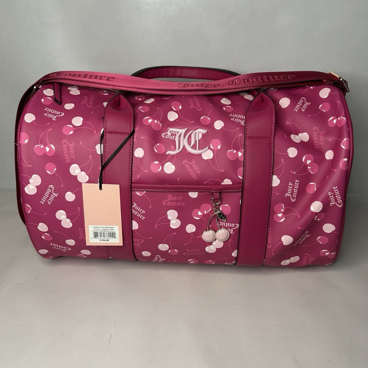 Juicy Couture Cherry on Top Weekender Raspberry Duffle Travel Bag