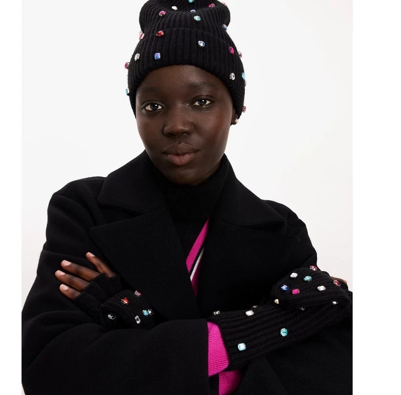 KATE SPADE NY Gema Embellecida Mujer Guantes Sin Dedos - Negro (Falta 1 gema) Foto 2 de 4