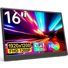 Portable Monitor 16.0inch FHD 1920  1200P USB C HDMI Ultra-Slim IPS Travel D...