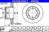 2X Ate Bremsscheibe 24.0128-0324.1 FüR Vw