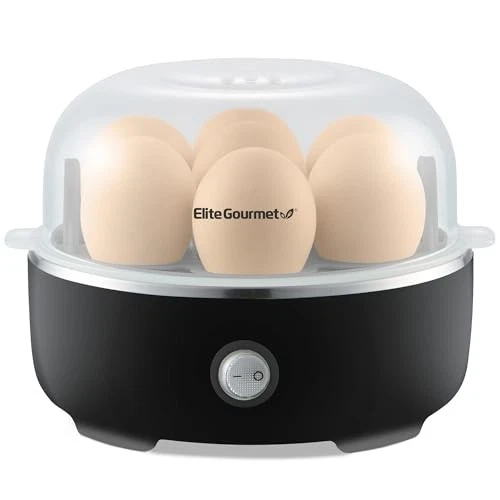 Elite Gourmet EGC115B 7-Egg Electric Egg Cooker with Auto Shut-Off Measuring Cup