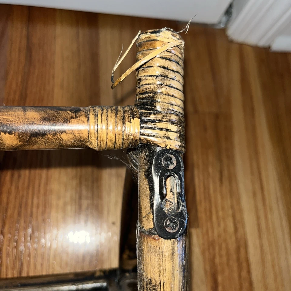 MCM Burnt Bamboo tortoise 2-tier Wall Shelf Towel Bar 20”X16” READ - Image 4 of 4