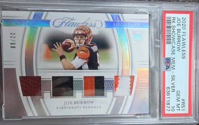 2020 Flawless Joe Burrow Rookie Card 3 Patch 1 Football Piece Jersey Match...