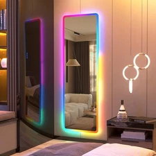 LVSOMT LED RGB Full Length Mirror with Lights, Lighted Wall Mirror, Over the Doo