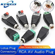 5/10X Speaker Wire A/V Cable to Audio Male RCA Connector Adapter Jack Press Plug