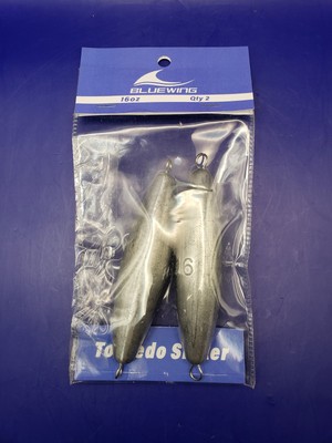 BLUEWING Torpedo Sinker Through Wire Fishing Weight Saltwater 16 oz, Lead  2pk
