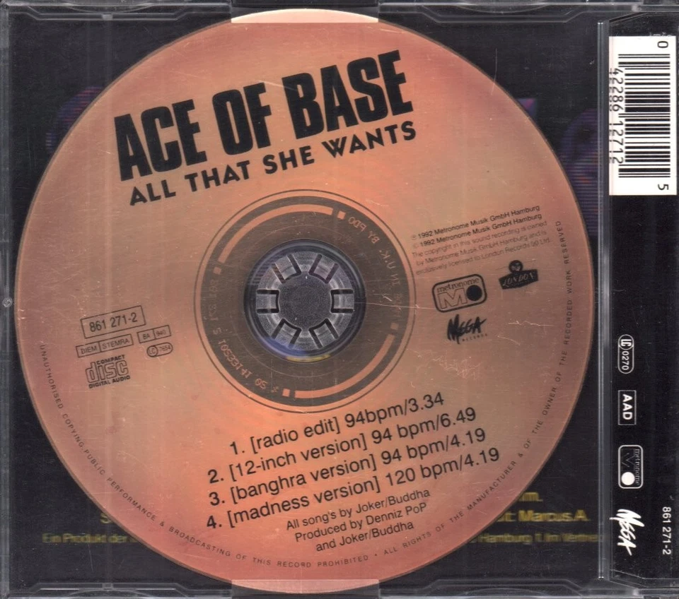 Ace Of Base All That She Wants CD UK Metronome 1992 8612712 - Bild 2 von 2