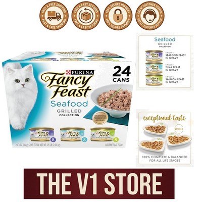 Purina Grilled Wet Cat Food Seafood Variety Pack   24 Cans Loaded with Flavor