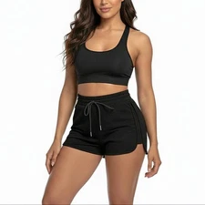 Black Running Shorts Womens Size Large High Rise Activewear