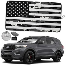 1-Piece Windshield Sun Shade B W MEDIUM  61 x 32 inches USA B W CAMO FLAG