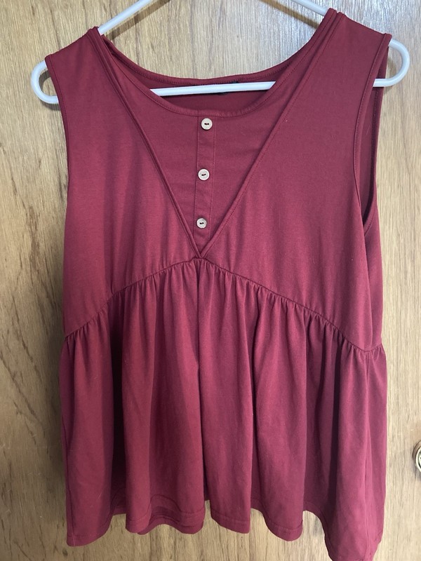 Shein Sleeveless, Cranberry Peplum Top Women’s Large Cotton Blend Boho