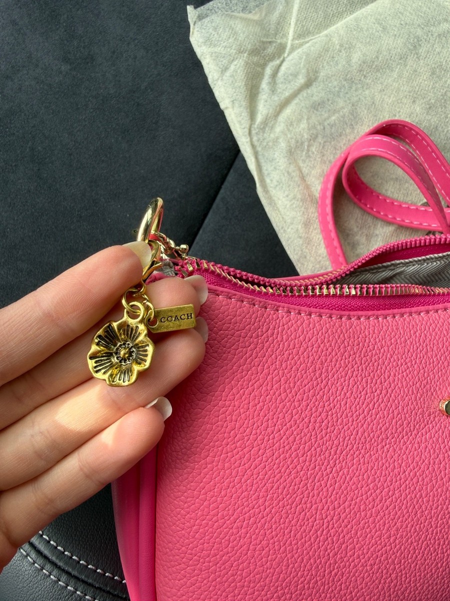 Trendy y2k vintage hot pink fuchsia Coach bag with flower charm | eBay