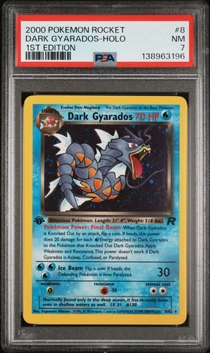 2000 POKEMON ROCKET 1ST ED #8 DARK GYARADOS-HOLO PSA 7
