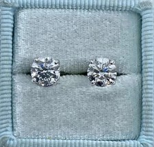 1.65Ct Round Cut Moissanite Solitaire Stud Earring 14K White Gold Plated