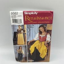Simplicity 5582 Renaissance Costume Pattern Misses 4-10 Blouse Vest Skirt 2002
