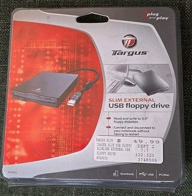 Targus Slim External USB Floppy Disk Drive Read & Write 3.5'' PA905U - New