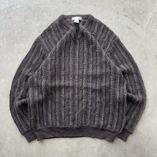 Vintage Tricots Brown Merino Wool Fisherman Textured Knit Sweater Coastal L