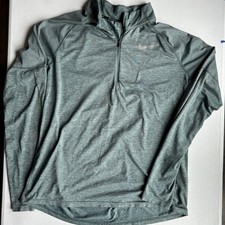 Nike Running Dri-FIT Mens Large Quarter Zip Pullover Heather Green CU6073-387