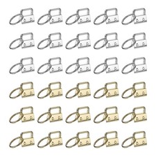 30 Pcs Key Fob Hardware, 0.8in 20mm with Key Rings for Lanyards, Silver/Gold