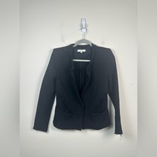IRO Blazer Women 36 Black Excellent Textured Single Button Frayed Edge Jacket