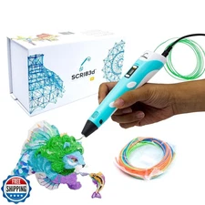 SCRIB3D P1 3D Printing Pen with Display - Includes 3D Pen, 3 Starter Colors o