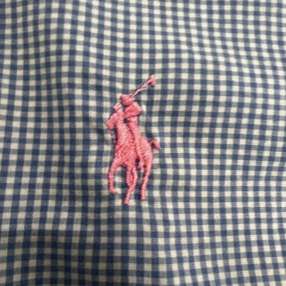 Girls Ralph Lauren Light Blue & White Striped Short Sleeve Slim Fit Button-Up Sh - Image 4 of 4