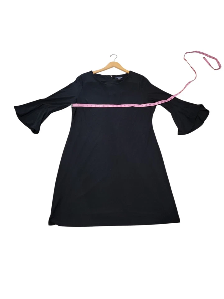 Vestido Tommy Hilfiger Talla 16 Básico Negro Manga Campana Poliéster Spandex Cóctel Foto 3 de 4