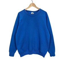 Vintage 80's Blank Blue Raglan Sweatshirt Large