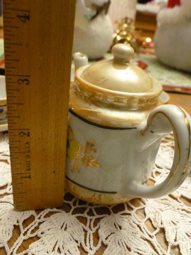 Vintage Childs Japanese 21/piece Lusterware handpainted Blue&Gold Floral Tea Set - Picture 11 of 12