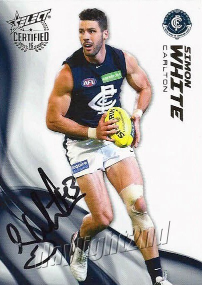 Signed 2016 CARLTON BLUES AFL Card SIMON WHITE UK