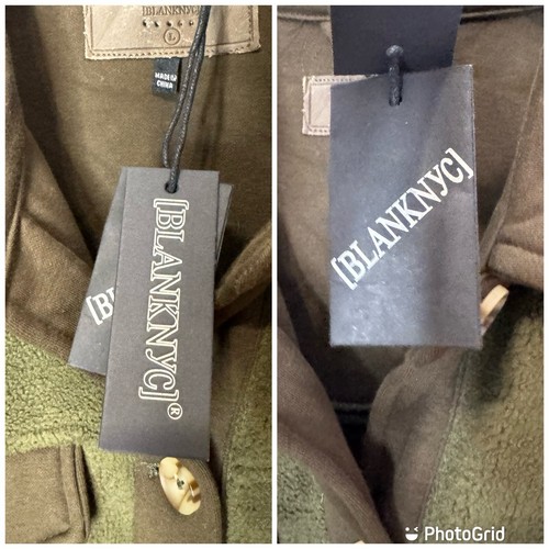 Blank NYC Womens Large Fleece Shacket Jacket Olive Green Brown New Pockets Fall - Picture 3 of 13