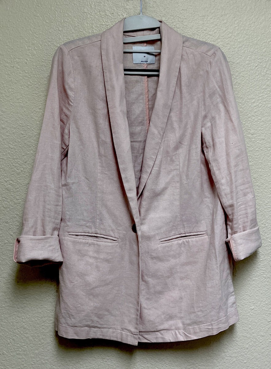 Old Navy Linen Rayon Blazer Womens Size XS Pink Long Sleeve One