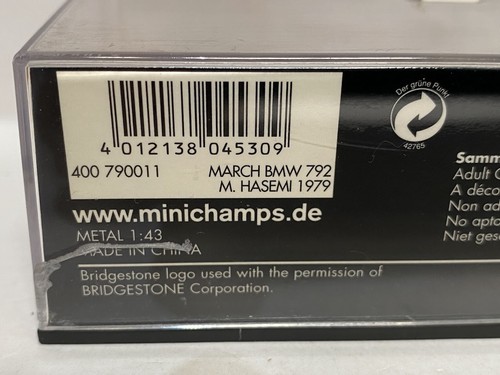 MINICHAMPS March BMW 792 Masahiro Hasemi All Nippon F2 Champion F1 1:43 Diecast - Picture 6 of 6