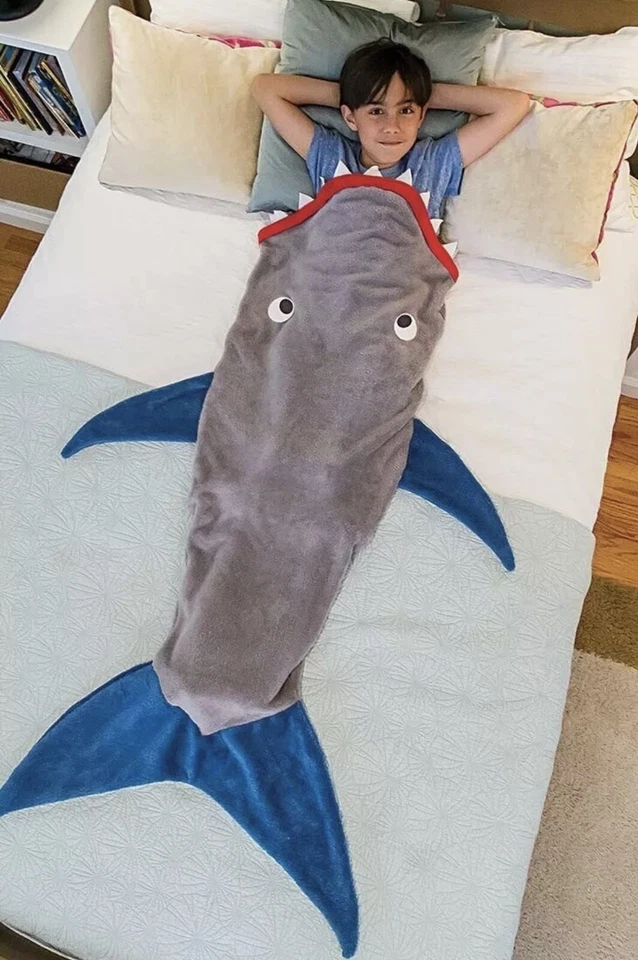 Kids Shark Blanket Tail Cosy Snuggle sleeping Throw For Boys & Girls Xmas Gifts - image 2 of 4