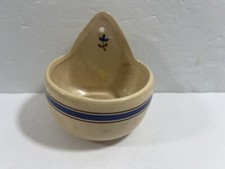 Vintage Ceramic Blue Stripe Wall Pocket