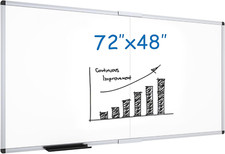 72" x 48" Magnetic Dry Erase Board - Foldable Wall-Mounted Whiteboard with Tray