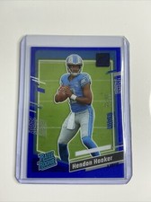 2023 Panini Donruss Clearly Hendon Hooker #61 73/99 Blue Rated Rookie Lions NFL