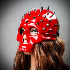 Red Spike Steampunk Skull Face Mask Halloween Masquerade Party Cosplay PUNK Mask