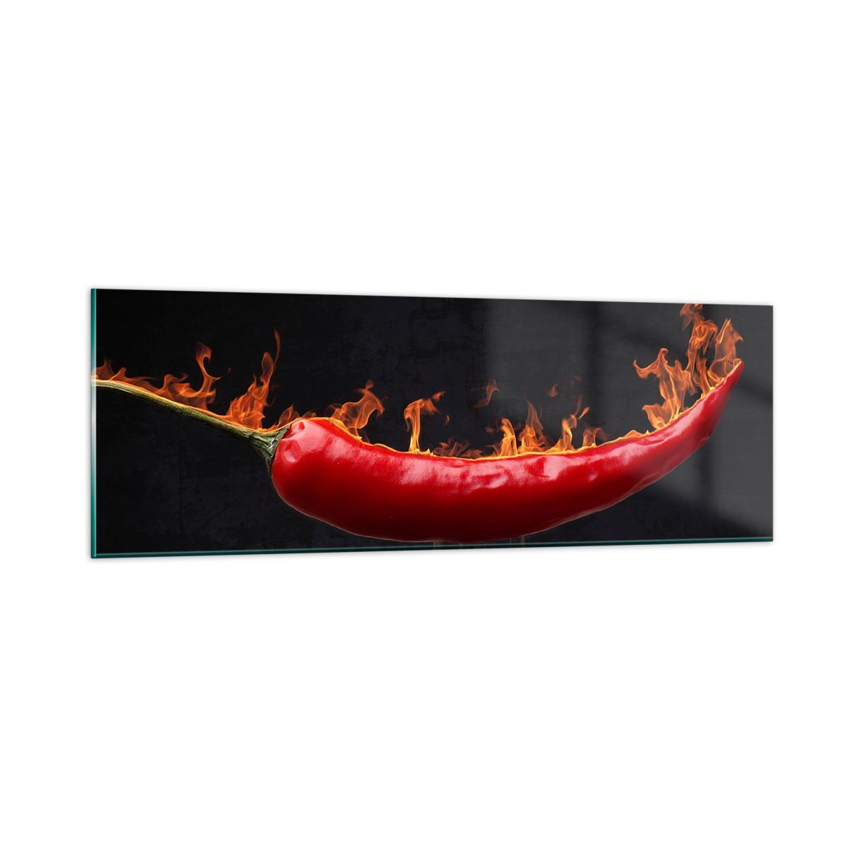 Quadro su Vetro 90x30cm Chilli Paprika biologica l'agricoltura Stampe Murale