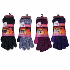 2-3 Pack Polar Extreme Women Insulated Marl Knit Thermal Colorful  Winter Gloves