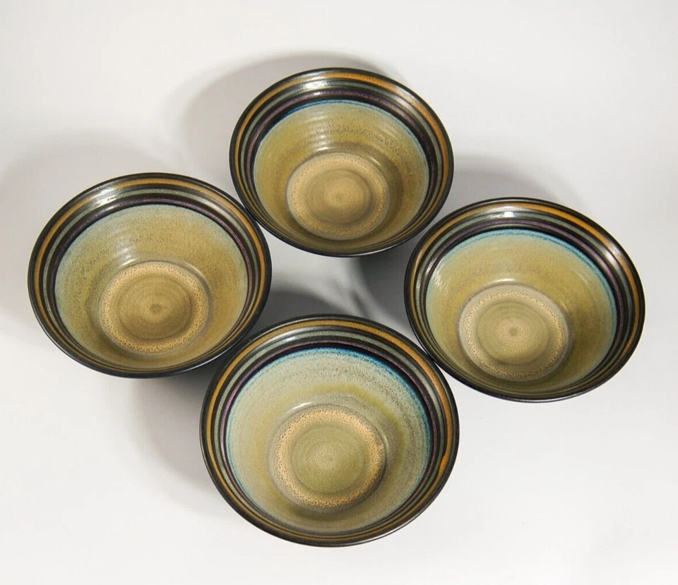 Sango Tropica Negro Sopa Cereal Redondo Rayas Cuenco Juego de 4 Foto 2 de 4