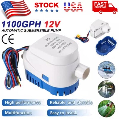 1100 GPH 12V Automatic Submersible Bilge Water Pump Auto Float Switch for Boat