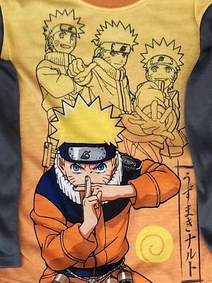 Boys Gray Naruto Long Sleeve Shirt Sleep Pants Pajama Set